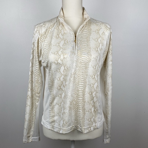 SanSoleil Sun Proof UPF 50 Golf Long Sleeve Snake Skin Top - Picture 1 of 12
